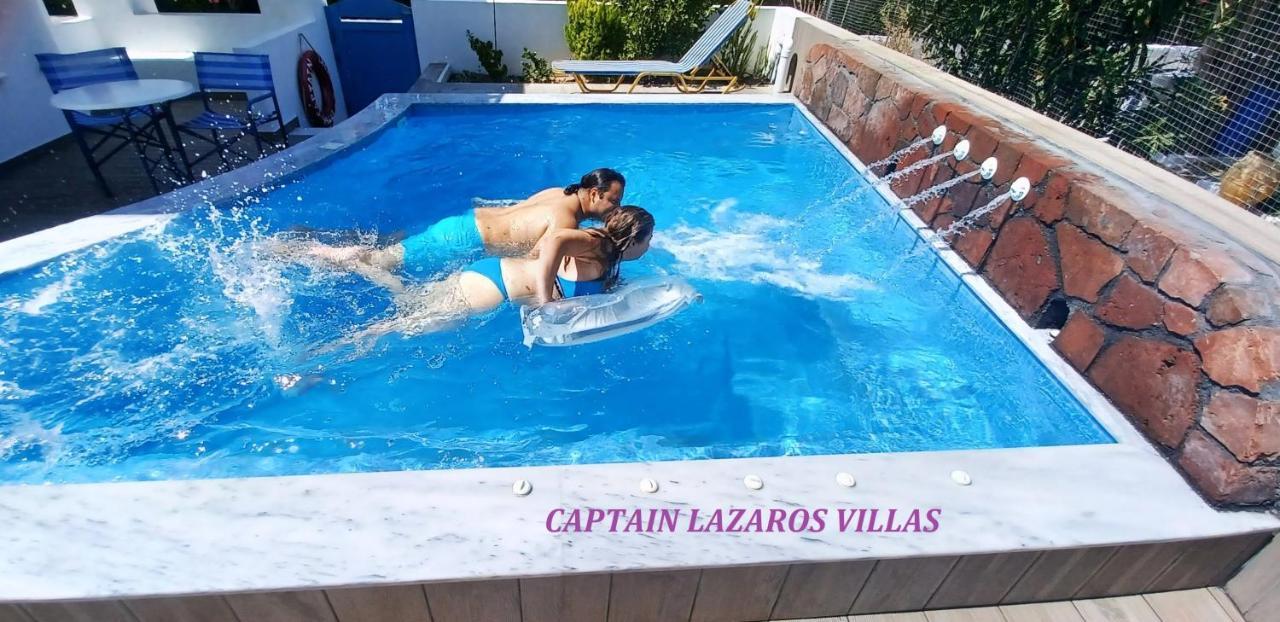 Located By The Sea One Beachfront Private Captain Lazaros Pool Villa With Loft In 750Sqm Spacious Private Plot-Jacuzzi-Sunrelax-Furnished Terace-Gazebo-Private Parking,Sleep 3 Adults And 2 Children, Just Steps From The Black Beach-Seaview Периса Екстериор снимка