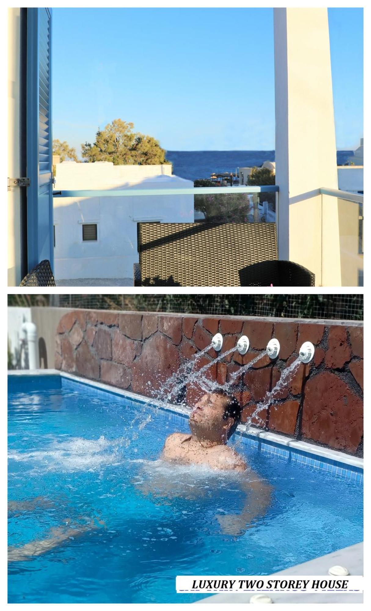 Located By The Sea One Beachfront Private Captain Lazaros Pool Villa With Loft In 750Sqm Spacious Private Plot-Jacuzzi-Sunrelax-Furnished Terace-Gazebo-Private Parking,Sleep 3 Adults And 2 Children, Just Steps From The Black Beach-Seaview Периса Екстериор снимка