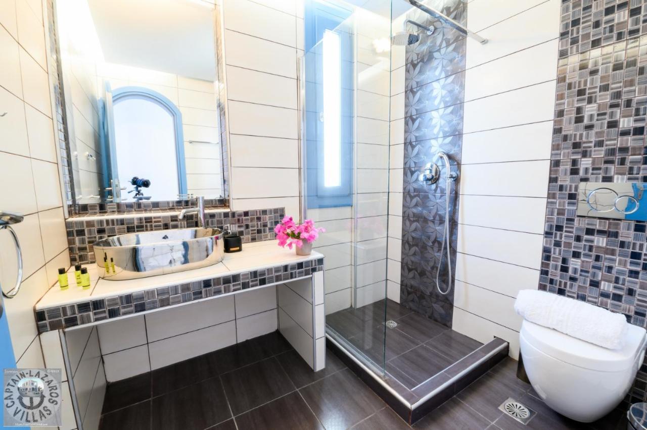Located By The Sea One Beachfront Private Captain Lazaros Pool Villa With Loft In 750Sqm Spacious Private Plot-Jacuzzi-Sunrelax-Furnished Terace-Gazebo-Private Parking,Sleep 3 Adults And 2 Children, Just Steps From The Black Beach-Seaview Периса Екстериор снимка